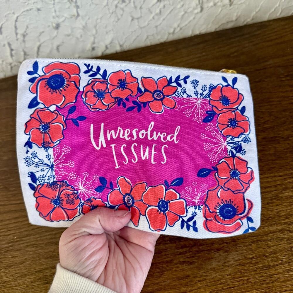 Floral Print Pouch with Pink and Orange Design - Picture 3 of 4